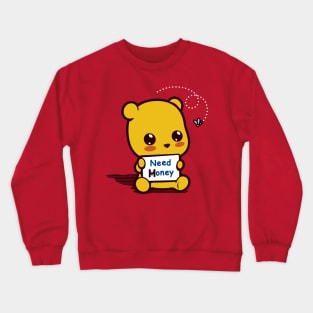 Cute Kawaii Funny Bear Cartoon Asking For Honey Cute Meme Crewneck Sweatshirt